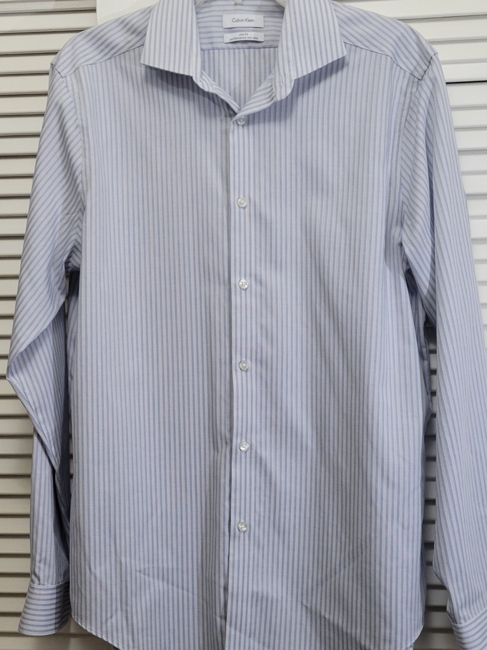 Calvin Klein Light Blue and White Striped Dress Shirt